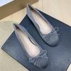 Fashion Flat Shoes for Women's 2025 New Retro Ballet Shoes Butterfly Knot Suede Shallow Round Toe Women's Shoes Large Size 44 43 42