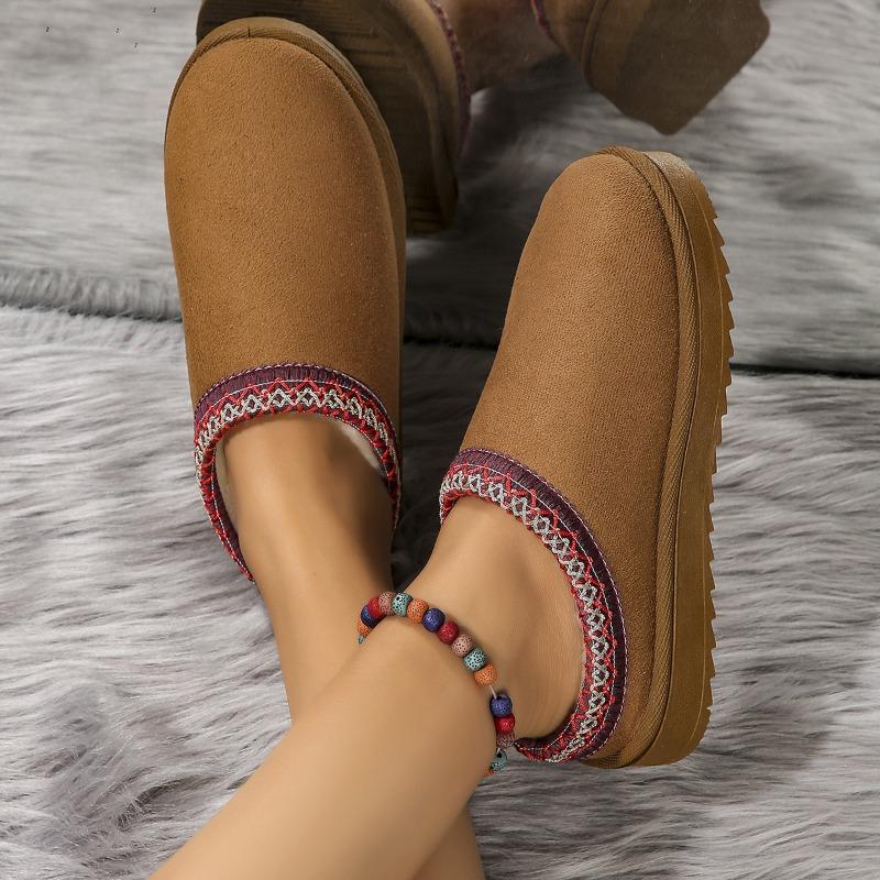 Foreign trade women's autumn and winter new lace fashion snow boots women's shoes half-drag cotton shoes thickened plush slippers