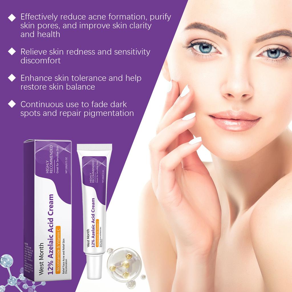 Azelaic Acid Repair Cream Gentle Face Moisturizer for Skin Repair Oil Control Acne Treatment Fade Dark Spots