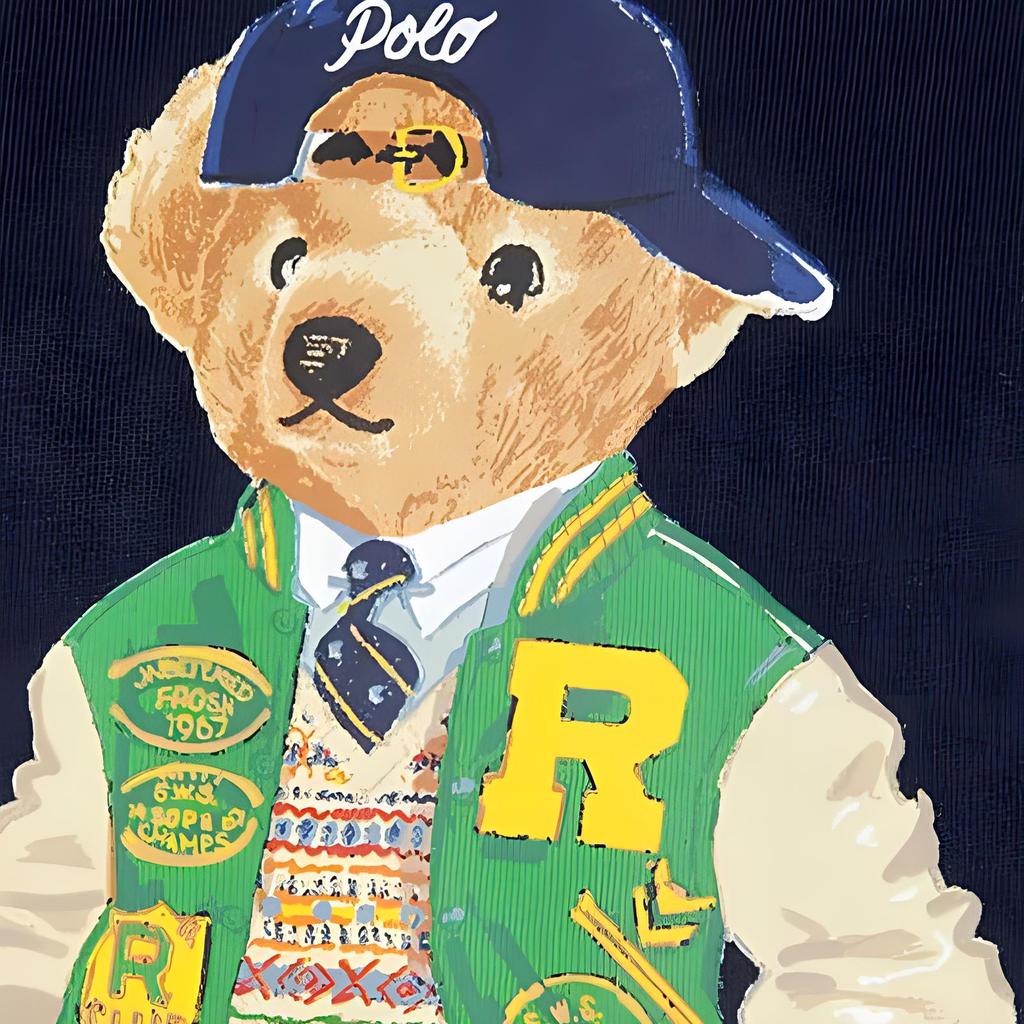 Polo Ralph Lauren Letter Bear Print Crew Neck Short Sleeve T-Shirt Men Tops Blue 710854497-039