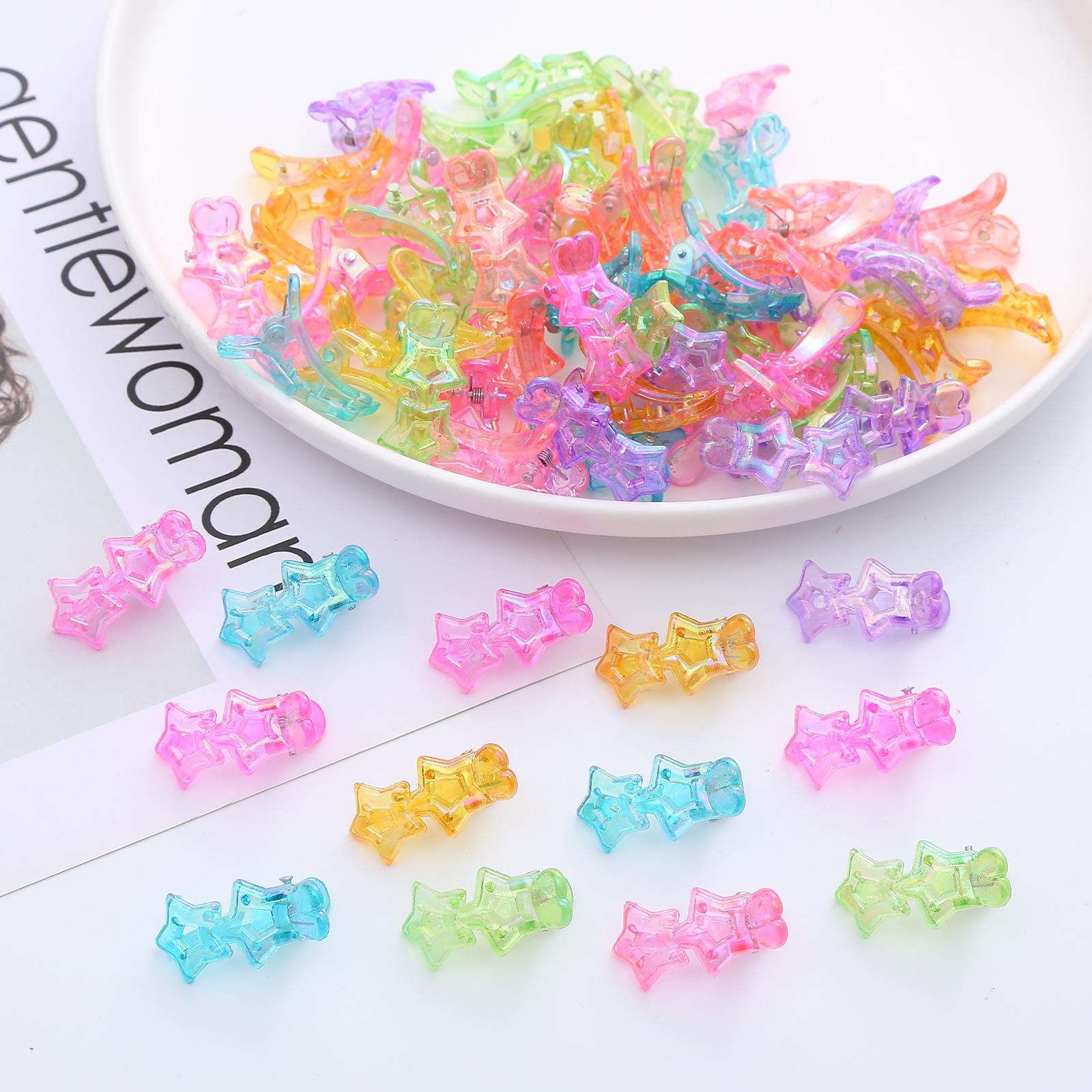 Electroplated Bright Hair Clip: AB Color Star and Heart Design for Bangs and Hair Accessories