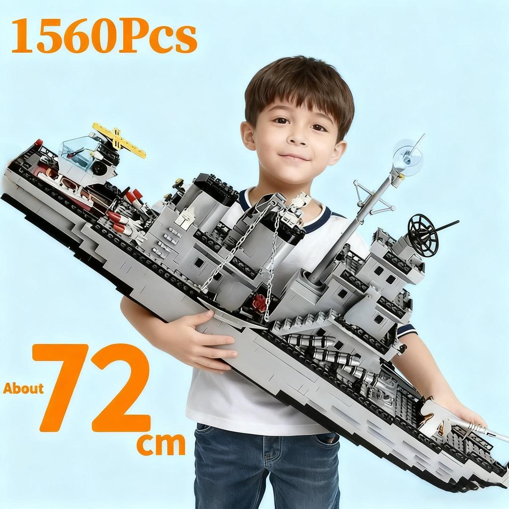 Oversized Military Warship Destroyer Ship Assembly Model 6In1 Multi Form Combination Building Blocks Boys Toy Birthday Gift