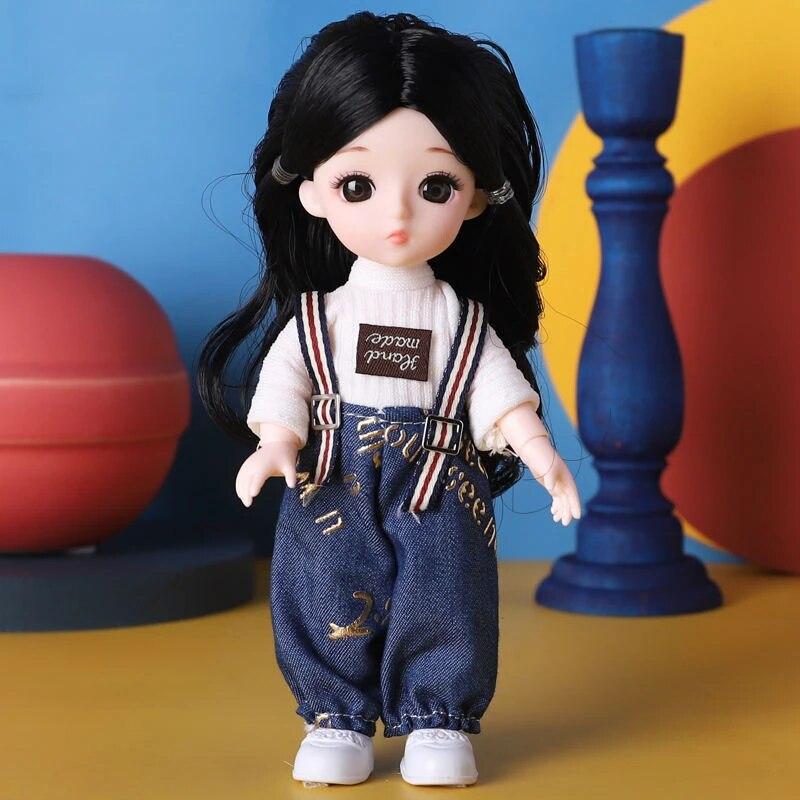 

16 см Bjd ляльки для дівчаток 1/8 Bjd лялька DIY іграшка лялька з одягом одягаються Модні ляльки 13 рухомих суглобів Baby 3D Big Eyes Munecas