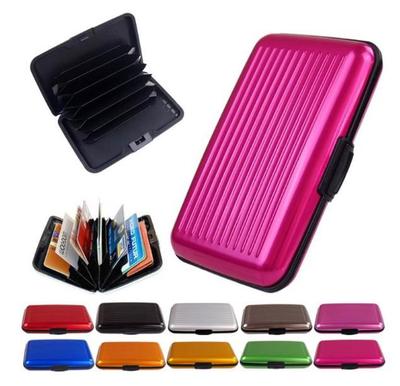 Glossy Multicolored Pocket Wallet Business ID Credit Card Purse Cash Holder Aluminium Alloy