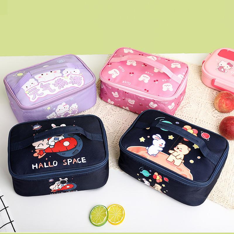 Cartoon Insulated Bento Bag For Kids With Aluminum Foil Lunchbox Carrier For School Or Travel