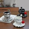 European Style Ceramic Face Cup Saucer Vintage Black and White Sculpture Mug Delicate Afternoon Camellia Flower Teacup Milk Mug