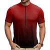 Men’s Crew Neck Gradient Print Zip Breathable Quick Dry Short Sleeve Cycling Jersey for Outdoor Sports Riding