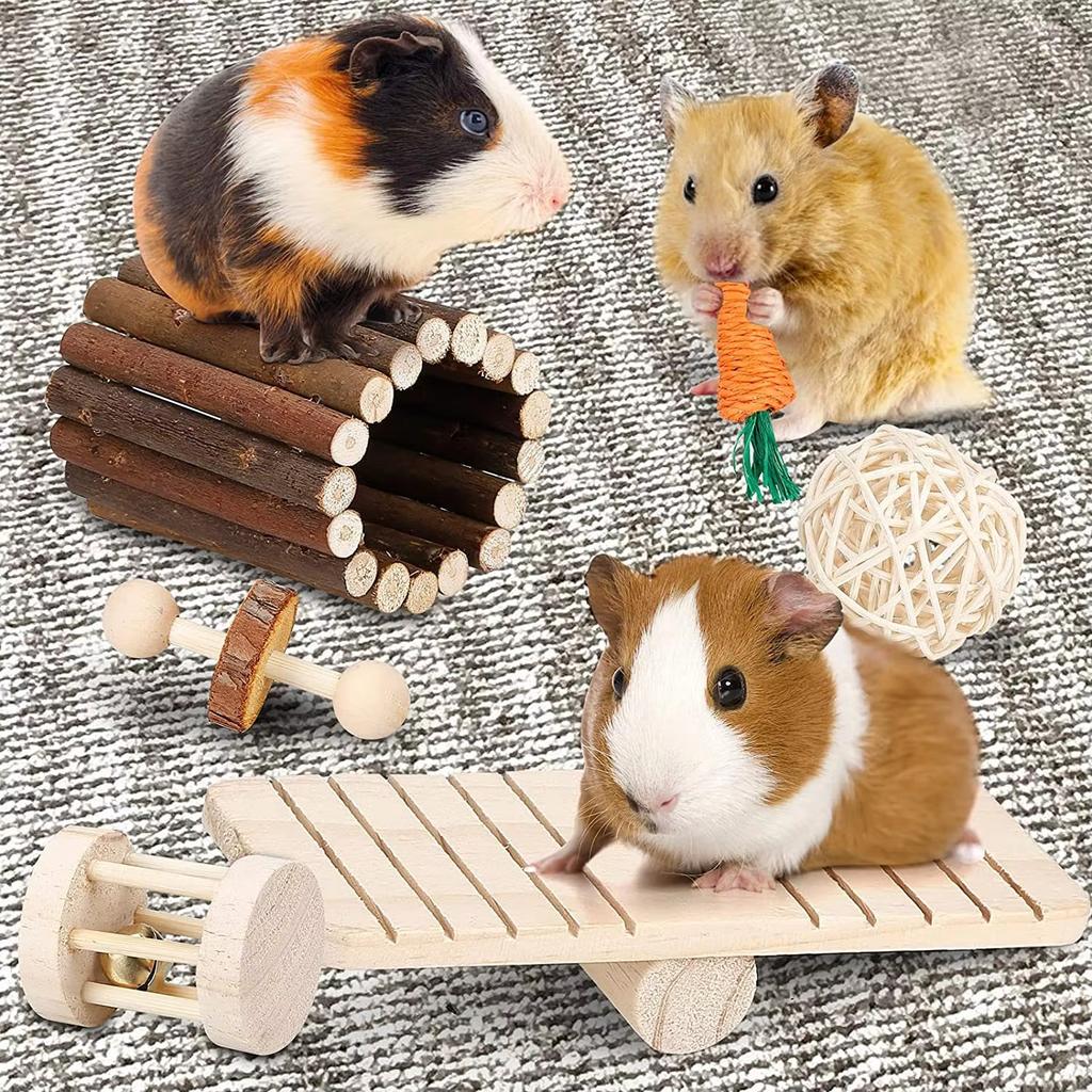 High Quality Eco-Friendly Durable Chew Toys Set for Parrots Hamsters Rabbits-Natural Materials Teeth Cleaning Boredom Buster