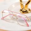 Trendy Pilot Reading Glasses Women Metal Frame Anti Blue Light Ultralight Presbyopia Eyewear with Diopter