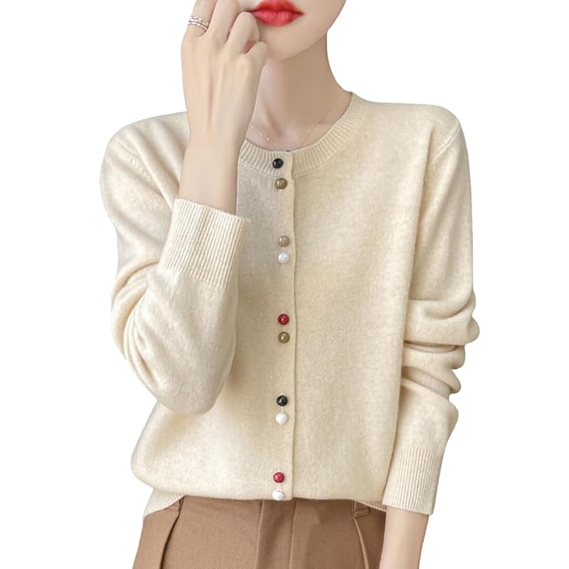 

[ODFMCE] cardigan ladies spring office knit Plain color Beautiful large size (JP, alphabet, 2XL, beige)