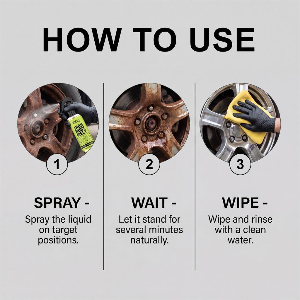 Rust Removal Spray Powerful Fast‑Acting Metal Rust Remover Wheel Auto Surface Oxidation Eliminator Car Clean Maintenance Spray