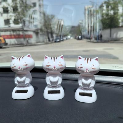 Dashboard Figurines Solar Cat Dashboard Shaking Head Wobble Toy Funny Decor For Auto Desk Office Home Vehicles Scooters Men