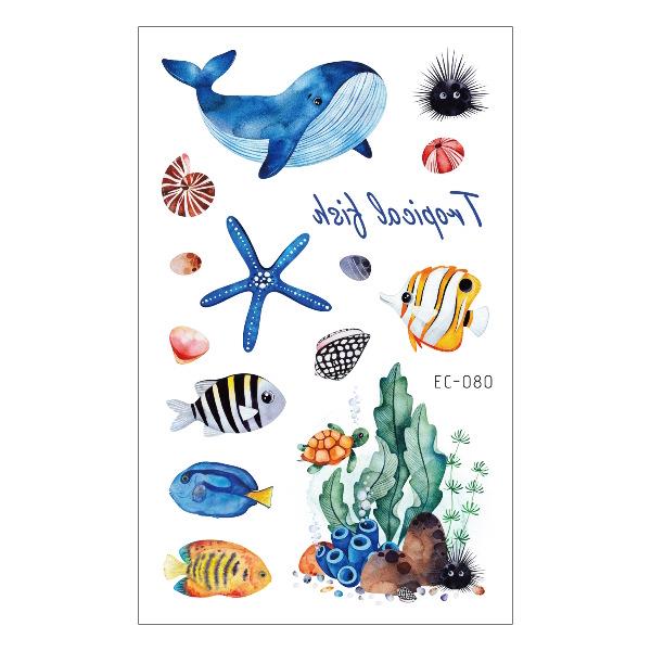 Rikaron Tropical Fish Waterproof Temporary Tattoo Stickers for Kids 120x75 mm