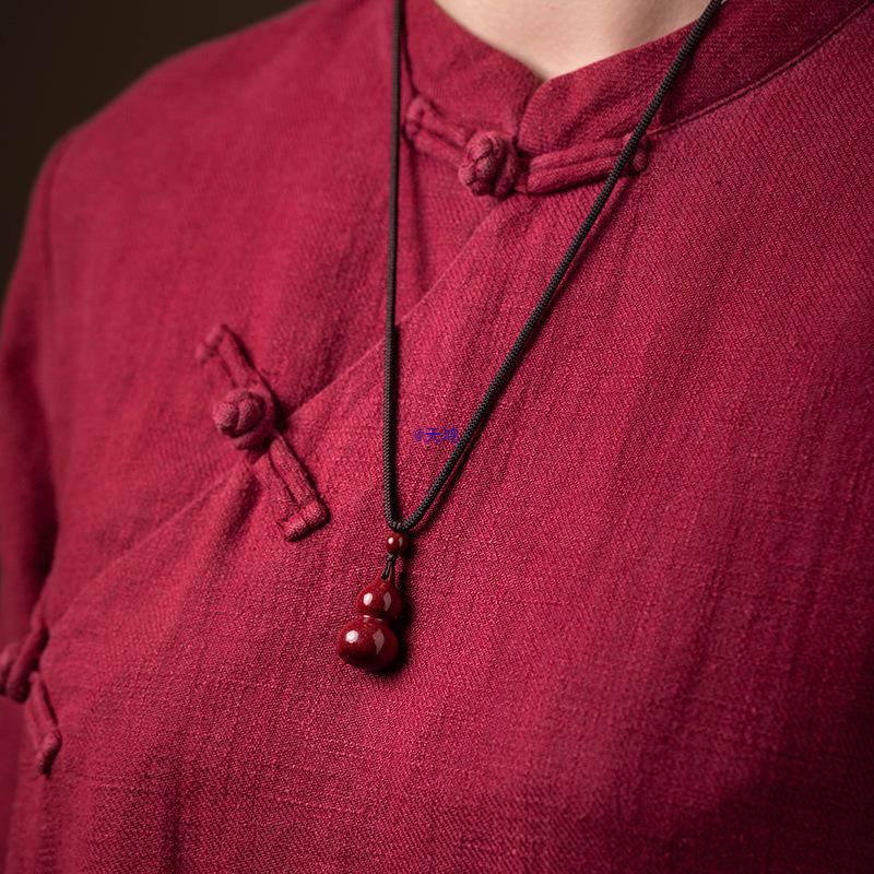 Cinnabar Gourd Pendant Necklace & Keychain Accessory