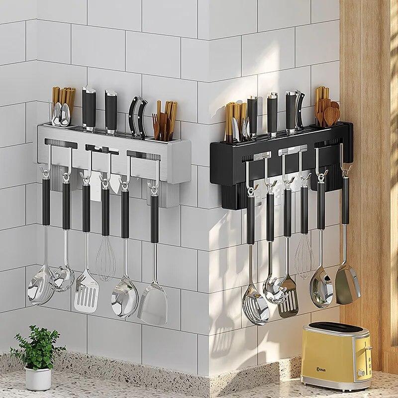 Kitchen Hooks Rack,Wall Mounted Drill-free Kitchen Utensils Storage Row Hook Holder,Bathroom Robe Towel Coat Hangers