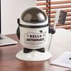 Creative Astronaut Desktop Trash Can with Brush Home Office Glove Box Storage Bucket Cute Ornament