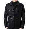 Men's trendy men's jacket spring and autumn lapel fashion leather jacket men's casual jacket plaid trendy top Korea