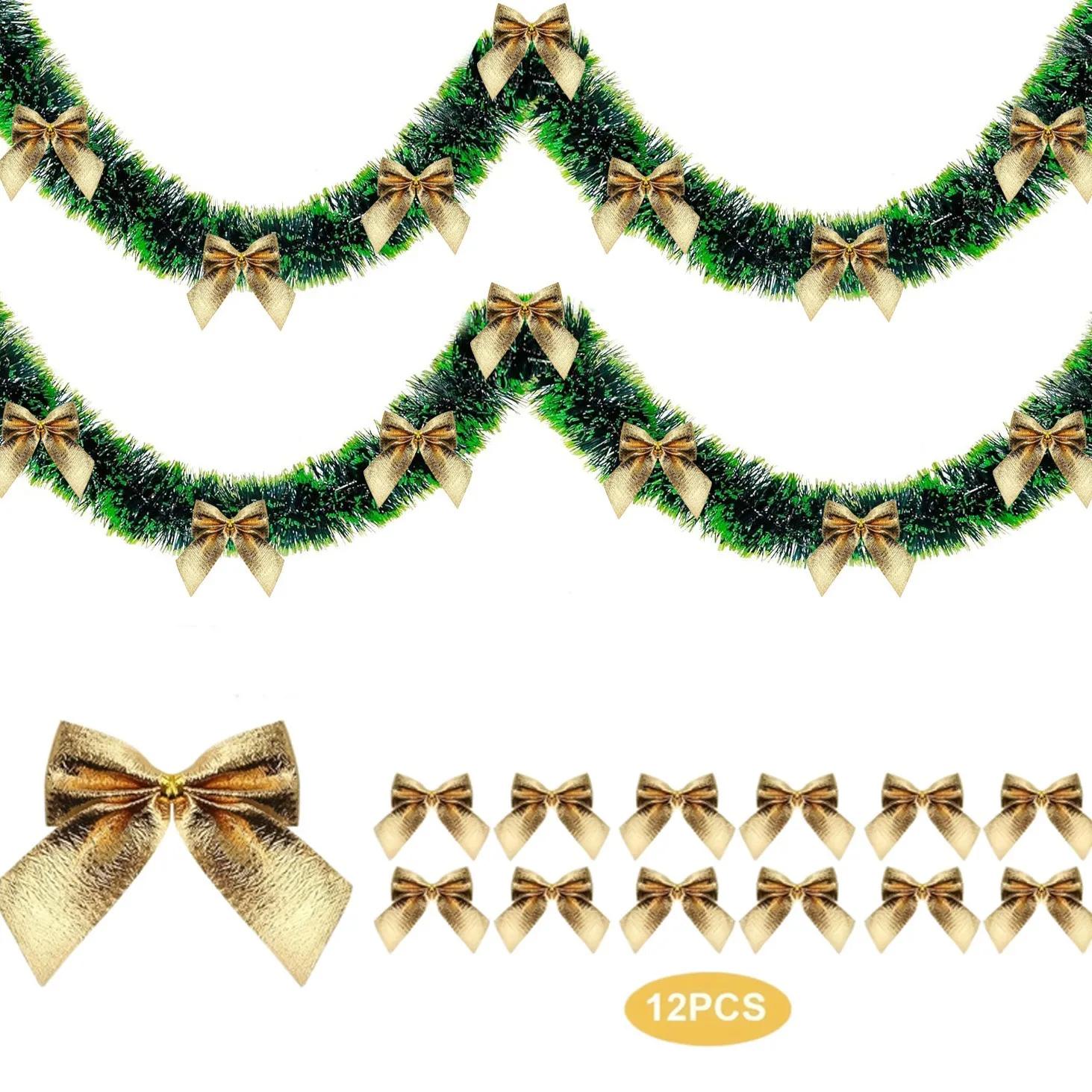 

2M Christmas Tinsel Ribbons Garland Green Cane Wreath Xmas Tree Hanging Pendent Ornaments Wedding Party Home Decor Supplies 1pc 200cmX9cm