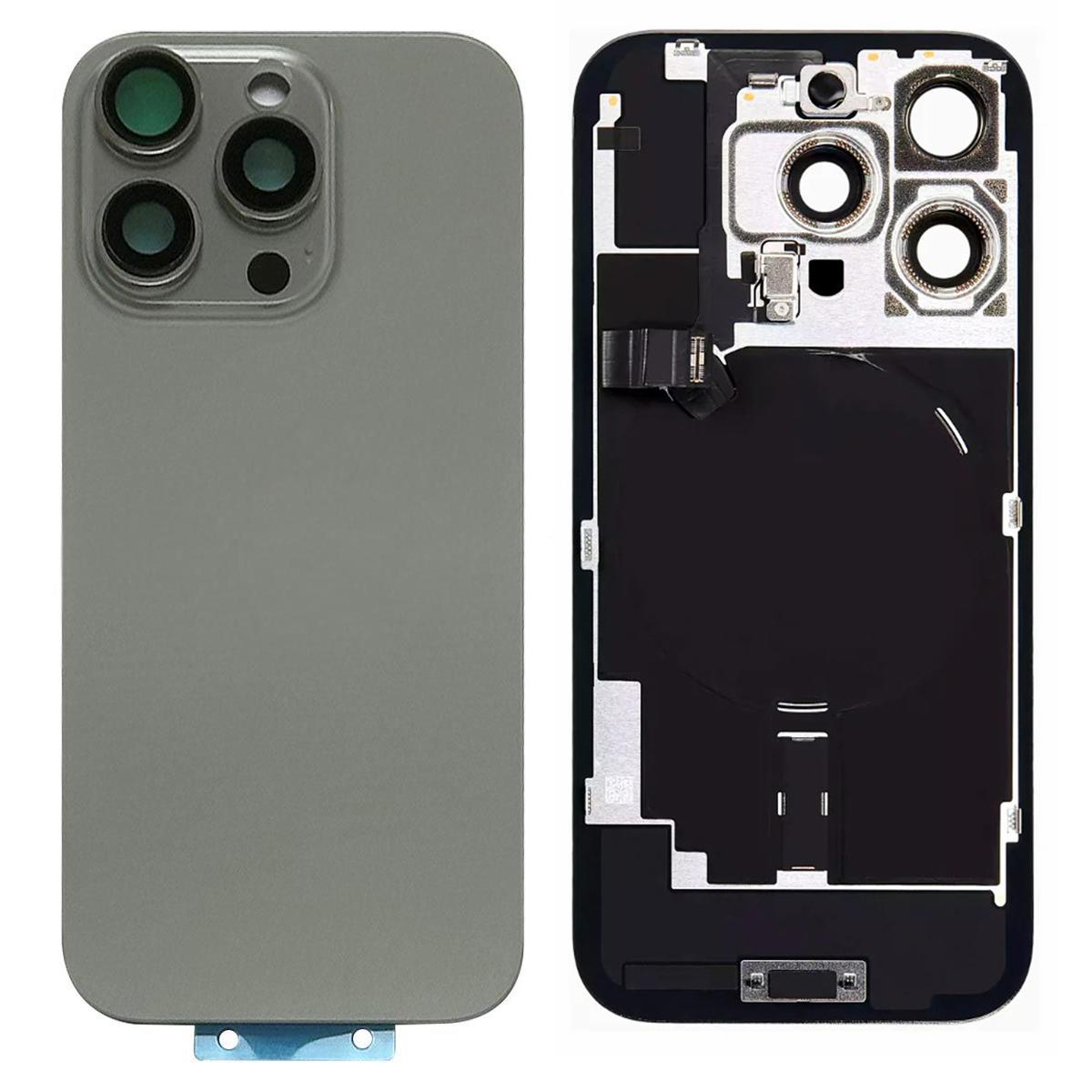 

For iPhone 16 Pro Battery Housing Cover+Camera Lens Cover+Bracket+Wireless Charging Port Cable Titanium