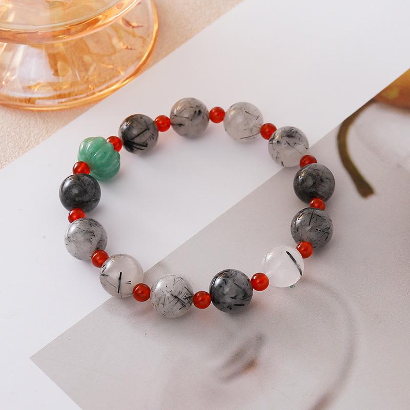 Natural Crystal Bracelet Agate Tiger Stone Strawberry Crystal Braceletfashion Women Daily Jewelry Gift