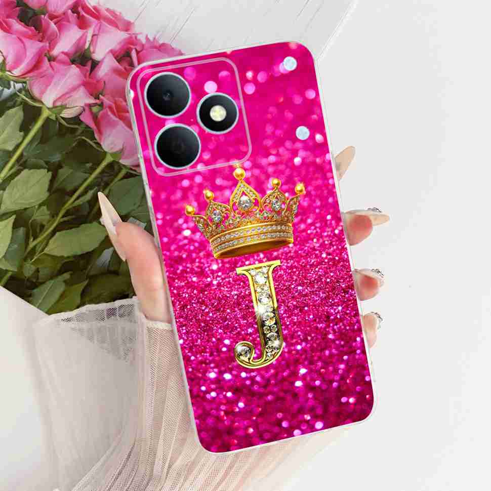 For Realme Note 80 4G RMX5388 Case New Letter Crown A-Z TPU Back Cover For Realme Note80 NOTE 80 4G Phone Protection Cases