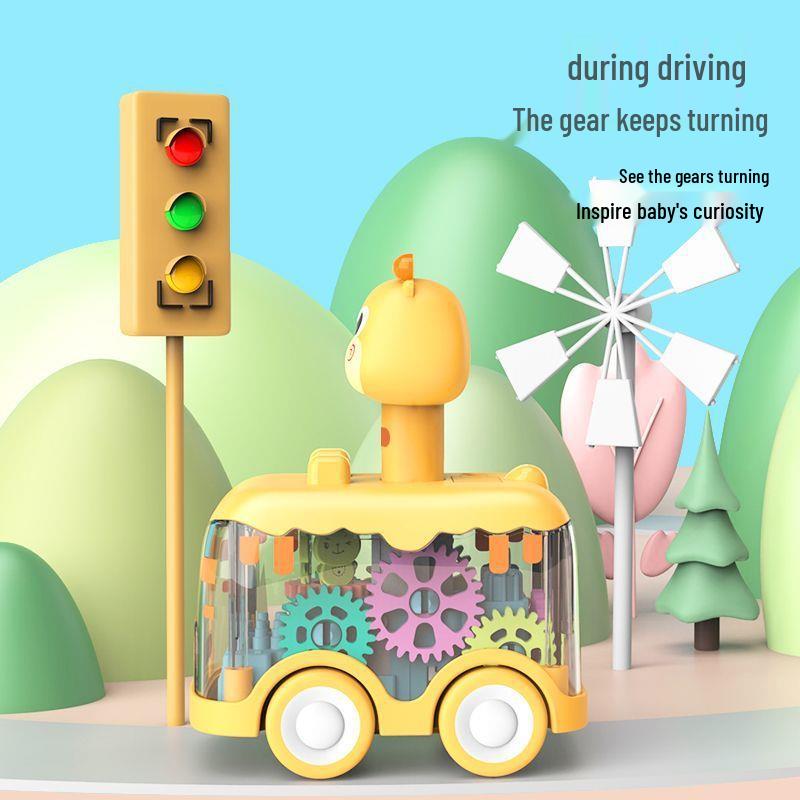Educational Baby Car Toy for 0-1.5 Years - Cartoon Animal Design with Lights