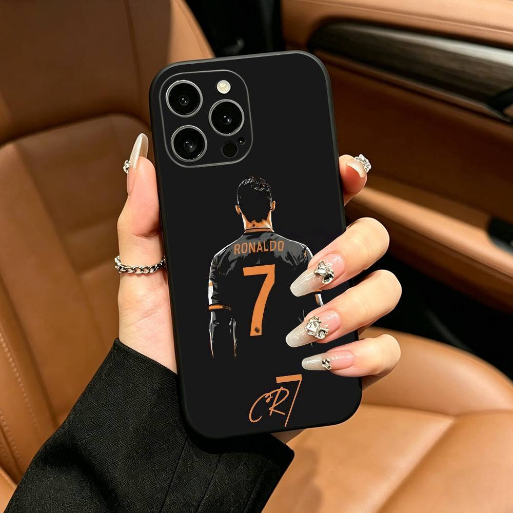 C-R-7 R-Ronaldo Phone Case For iPhone 17,16,15,14,13,12,11 Pro Max,16/15/14Plus,XS Soft Black Cover iPhone16plus