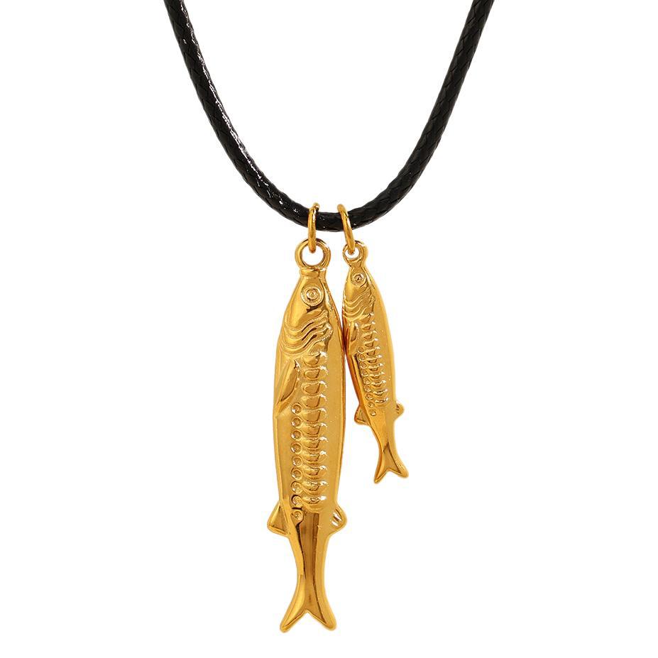 

Europe, America, Tuna Pendant Necklace Light Luxury Tropical Fish Retro Niche Not Easy To Bump Necklace Plated 18k2026 45CM