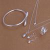 Coppery Jewelry Set For Women Droplet Shape Design Adjustable Size Open Bangle Ring Copper Plated Necklace Earrings Wedding Set