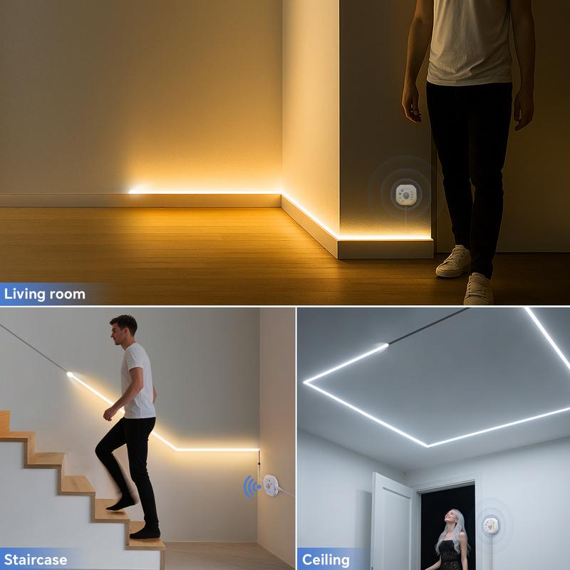 Running Water Flow Chasing LED Strip Lights 24V Motion Sensor Self-adhesive Tape Light For Stair Corridor Ceiling Room Decor