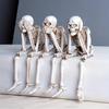 1pc Skull Statues Set, Resin Skeleton Shelf Sitters Sitting Figurines, For Home Bookshelf Table Ledge Edge Decorative,