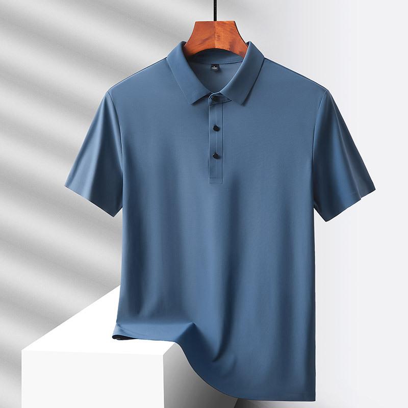 Dad's Summer Clothing Middle-aged Men's Short Sleeved T-shirt Summer Ice Silk Quick Drying Polo Shirt