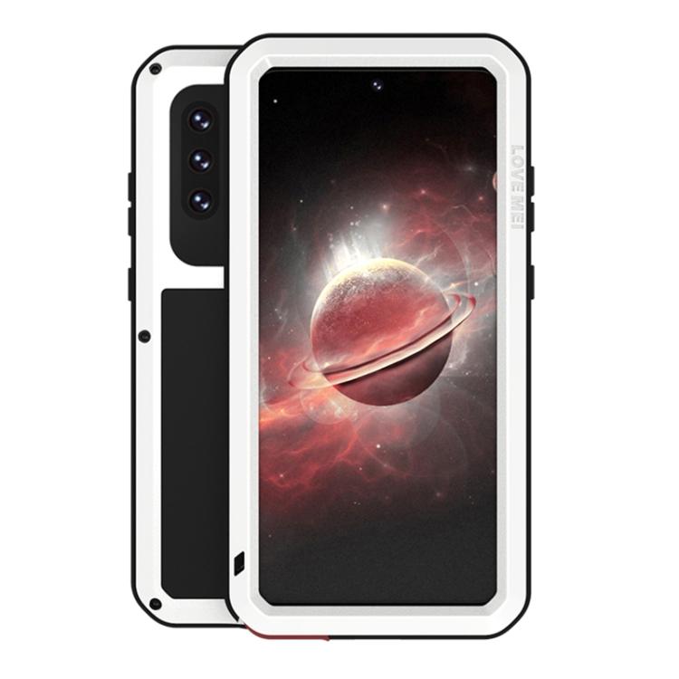 Ochranné pouzdro s krytem pro Samsung Galaxy A72 5G / 4G LOVE MEI, kovové, nárazuvzdorné, vodotěsné, prachotěsné, se sklem(Černá)