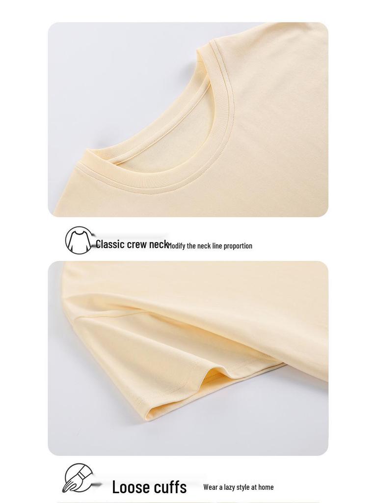 Women's Summer Pajama Set: Plus Size Loose Fit, Short Sleeve Top & Long Pants with Cartoon Design, Lightweight Home Wear