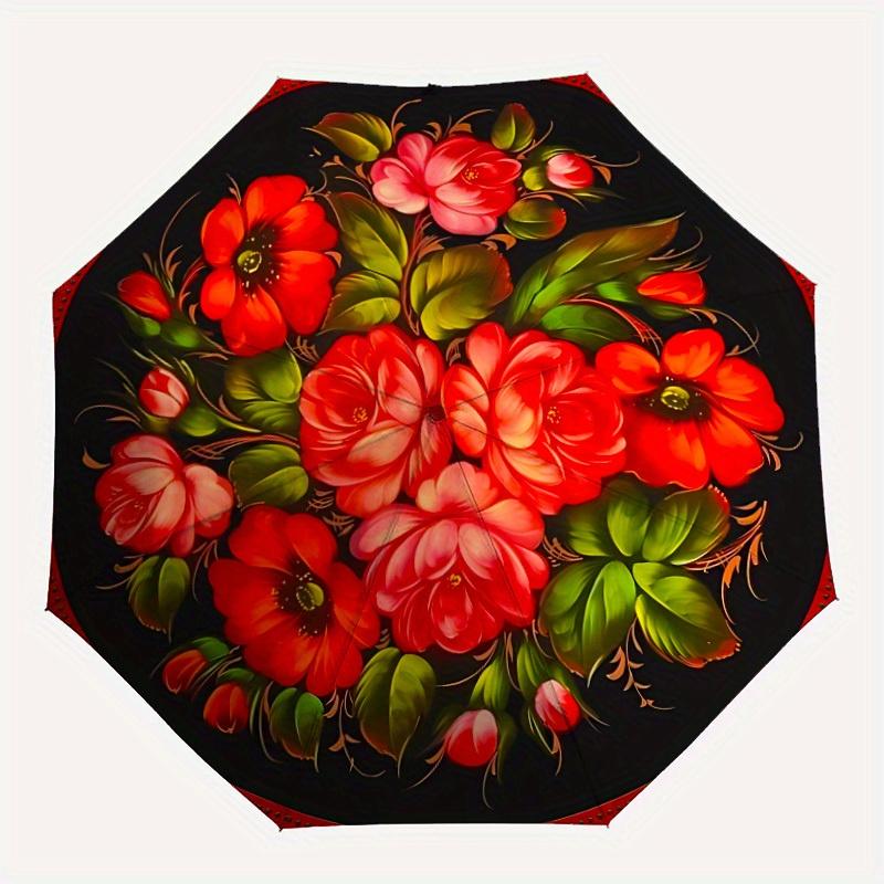 

1pc Floral Pattern Automatic Open/close, All-Season Portable Folding Umbrella for Friends, Travel, Everyday, Events yy250812199
