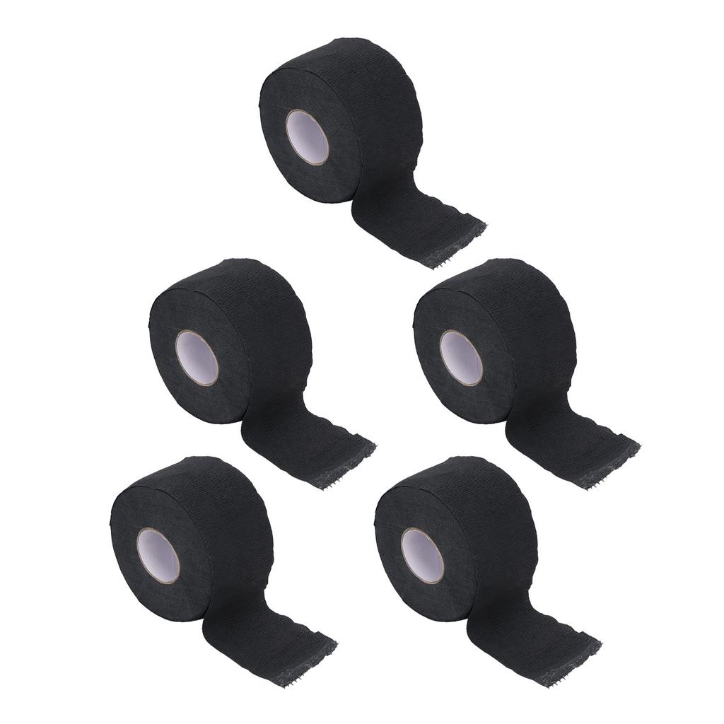 5 Rolls Paper Barber Neck Strips Disposable Self Adhesion Stretchy Neck Band for Haircut Black