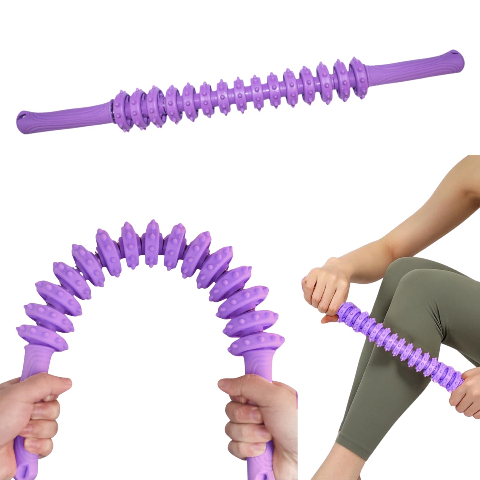 

[Esthetician-Supervised] Cellulite Roller, Leg Slimming Roller, Cellulite Removal, Thigh Roller, Fascia Roller, Massage Stick (Purple Garnet)