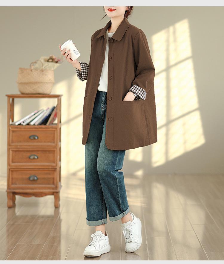 Women's Mid-Length Trench Coat - 2025 Autumn/Winter Korean Style, Casual & Versatile Literary Design