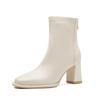 Stiefel mit grobem Absatz für Damen, Herbst und Winter 2025, neues Internet-Berühmtheits-Explosionsmodell, vielseitig, schlicht, eckige Spitze, hoher Absatz, dünn, elastisch, kurzer Stiefel