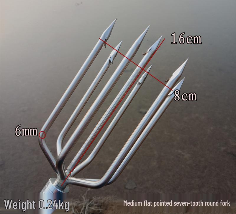 Stainless Steel Multi-functional Barbed Fish Spear Head - Handmade Flat Fork Lantern Design