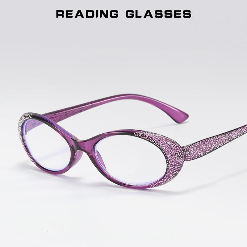High Quality Anti Blue Light Reading Eyeglasses Ladies Trendy Cat Eye Eyewear Imitation Diamond Reading Glasses