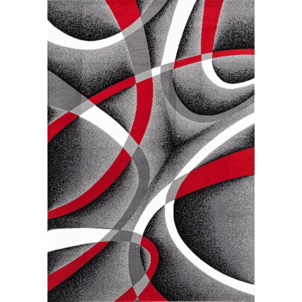 Modern Abstract Area Rug - Geometric Line Pattern Non-Slip Living Room Carpet