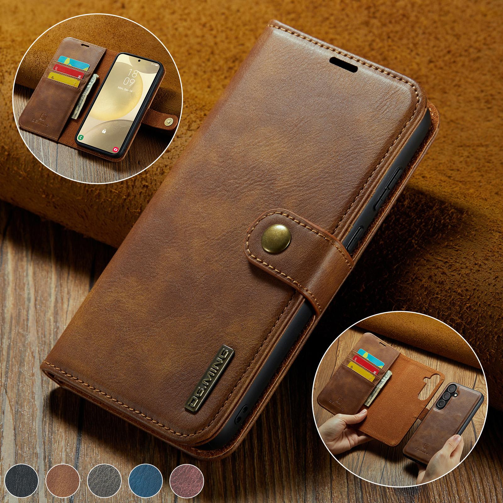 

2 in 1 Leather Phone Case for Samsung Galaxy S25 Ultra Edge S24 Plus S23 Fe S22 S21 S20 Note20 Magnetic Buckle Card Slot Wallet Galaxy S25 Edge хаки