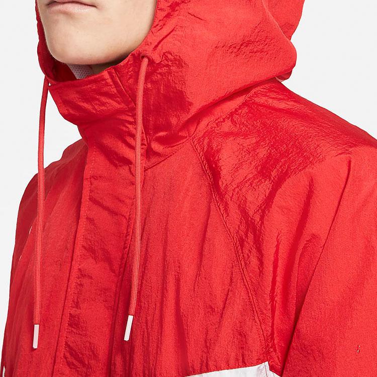 Nike Sportswear Swoosh Color-Block Large Logo Print Hooded Woven Jacket Men Outerwear Red DD5968-657