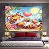 Cute Tiger with Flowers and Hearts Pattern Wall Hanging Tapestry Decorative Tapestry Home Decor for Bedroom and Living Room