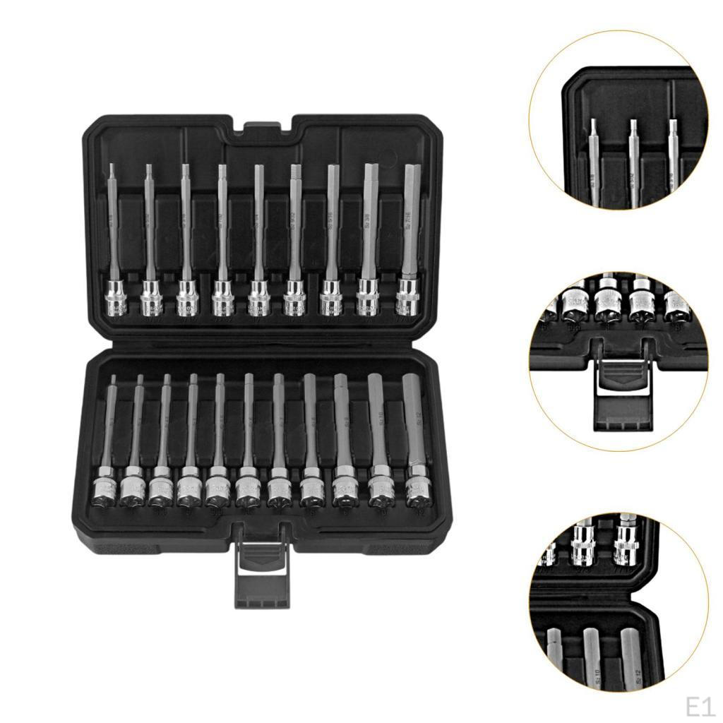 20Pcs Hex Bit Socket Set Professional Versatile 3/8 Inch Drive for Machinery