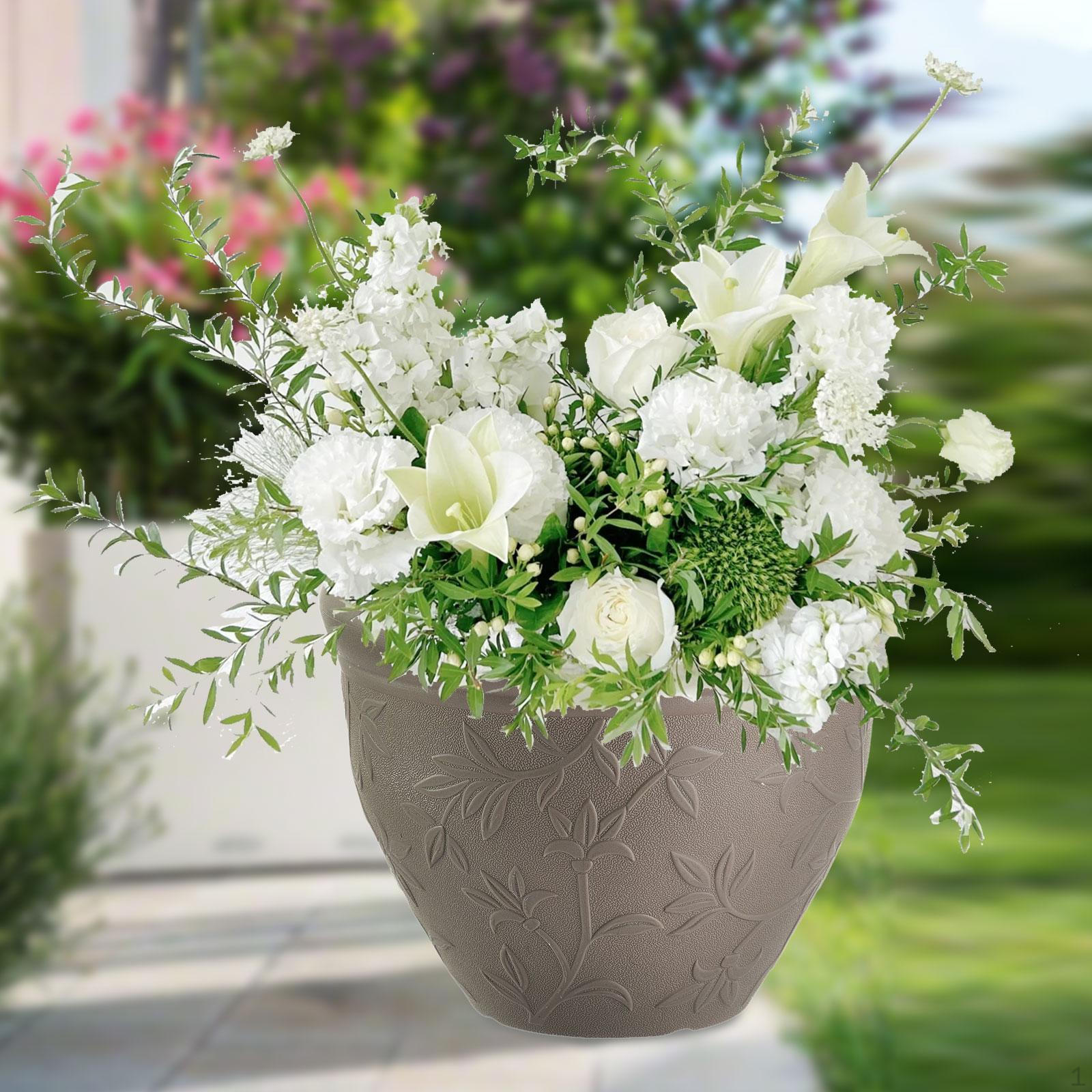 

Desktop Flower Pot Decorative Vase Housewarming Gift Outdoor Potted Round Planter Plant for сірий колір
