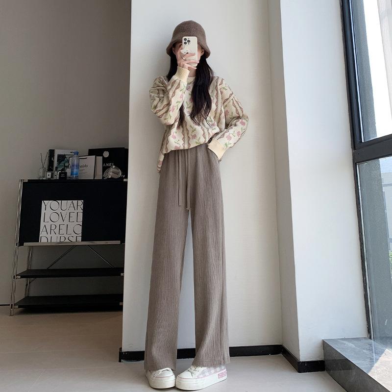 

Женские брюки палаццо с полосками Meteor, новые повседневные прямые брюки с высокой посадкой, свободные, маленькие, длинные брюки-швабры, осень-зима XL