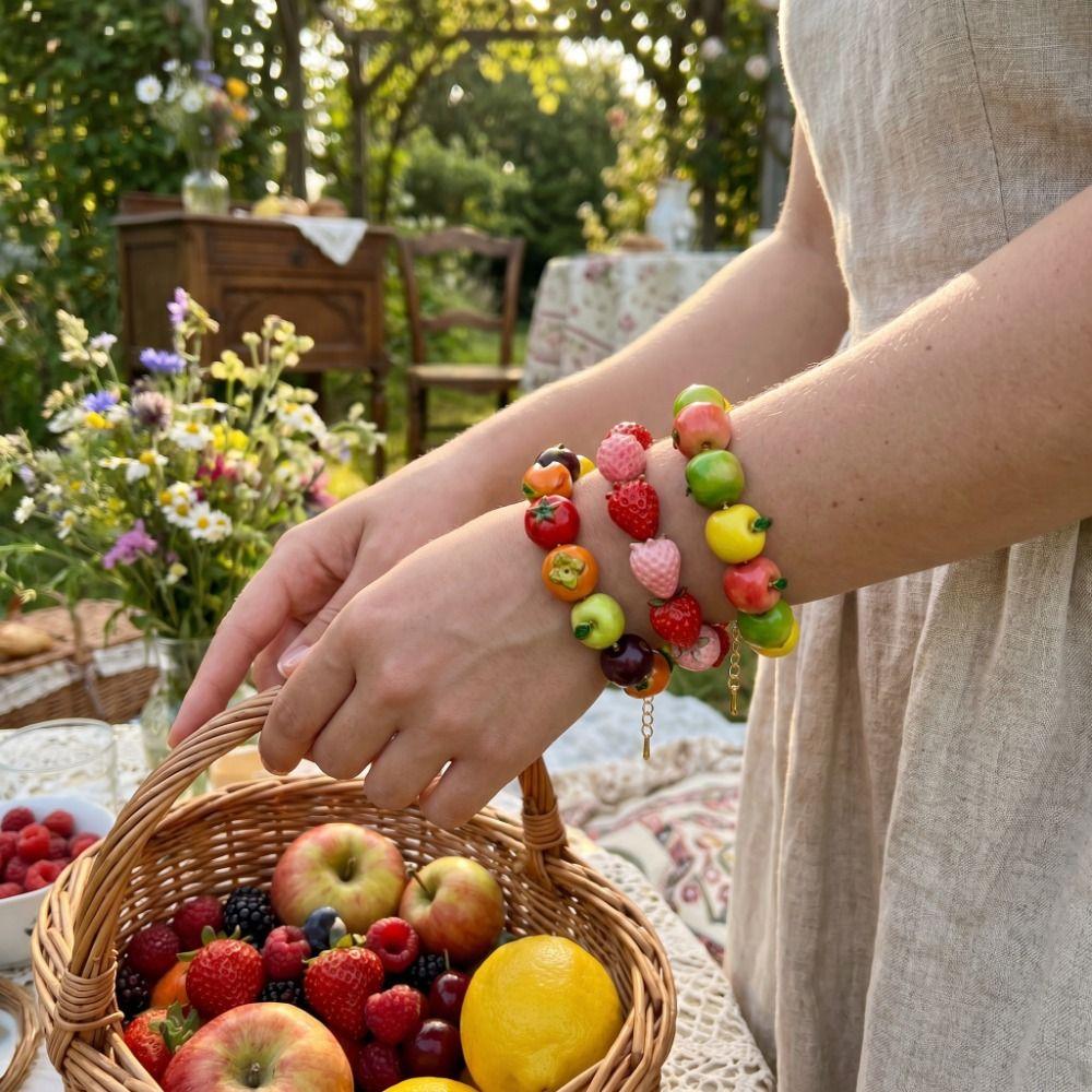 Resin Beads Bracelet Beaded Summer Bohemian Jewelry Simulation Fruit Bracelet Vacation Accessories