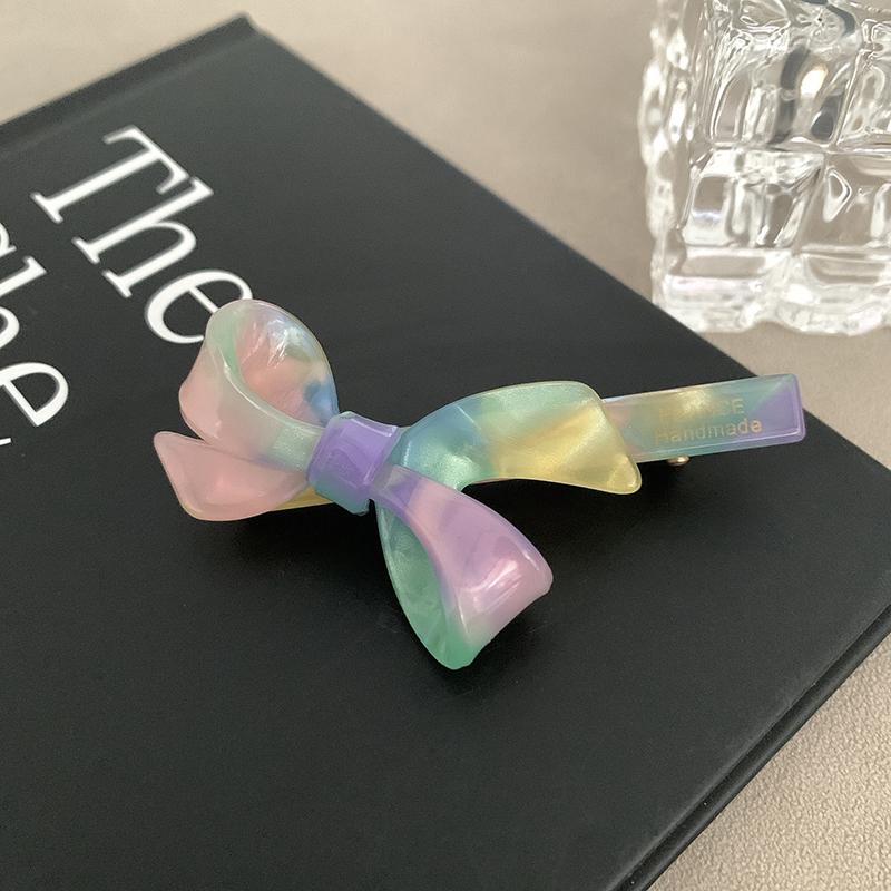 Koreanische Neue Retro Öl Eiscremefarbe Schleife Haarnadel Mode Essigsäure Entenschnabelspange Seitenpony-Spange Haarschmuck für Frauen